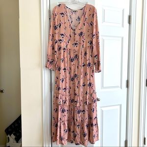 Pink Floral Tiered Dress